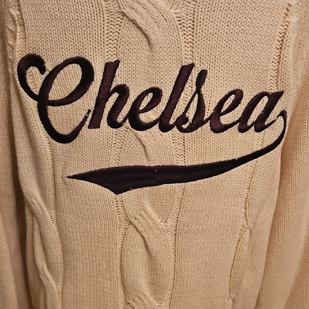 Forever 21 Cream Cardigan with Burgandy Applique and Trim - Picture 4 of 8